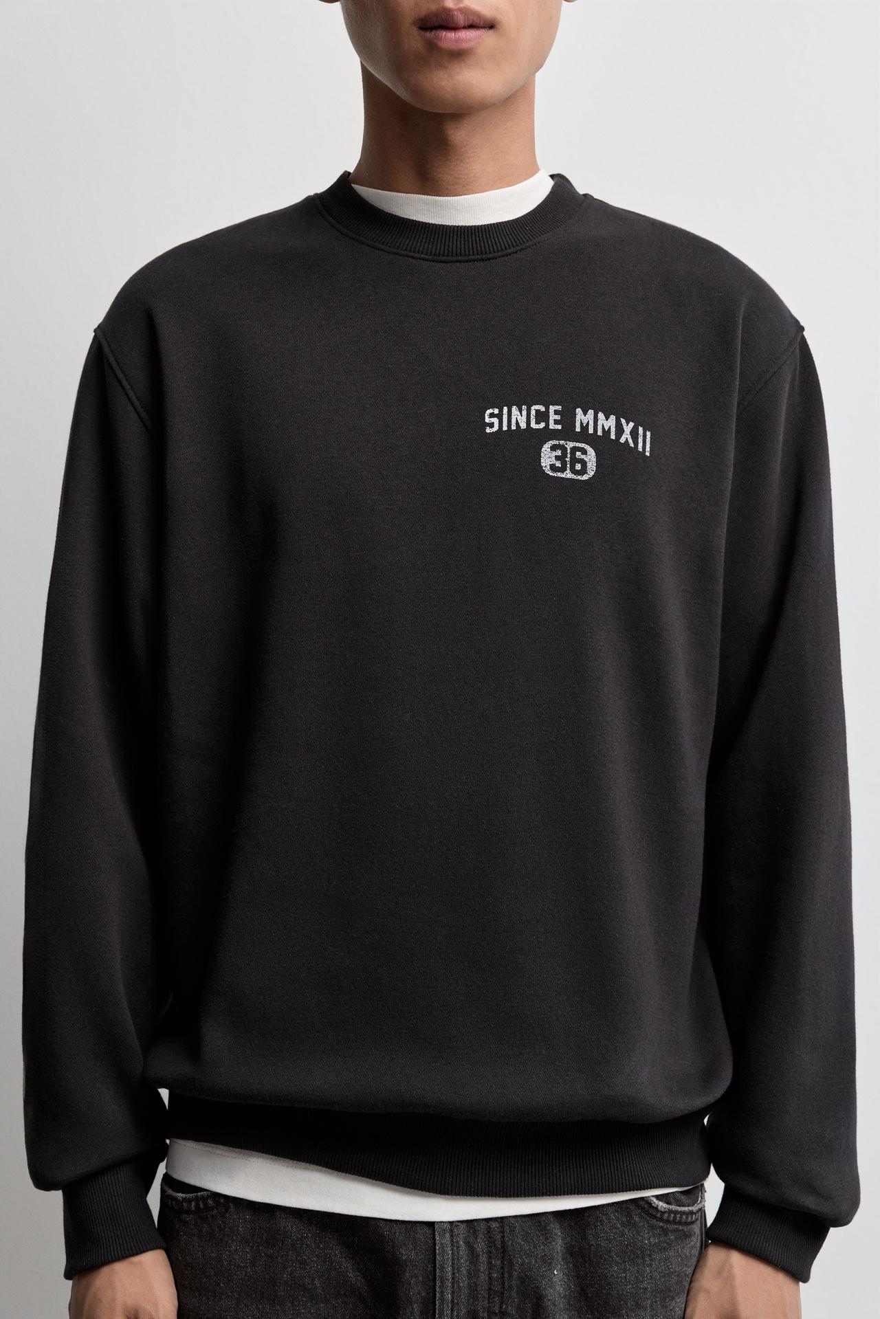 Text print sweatshirt — BLACK