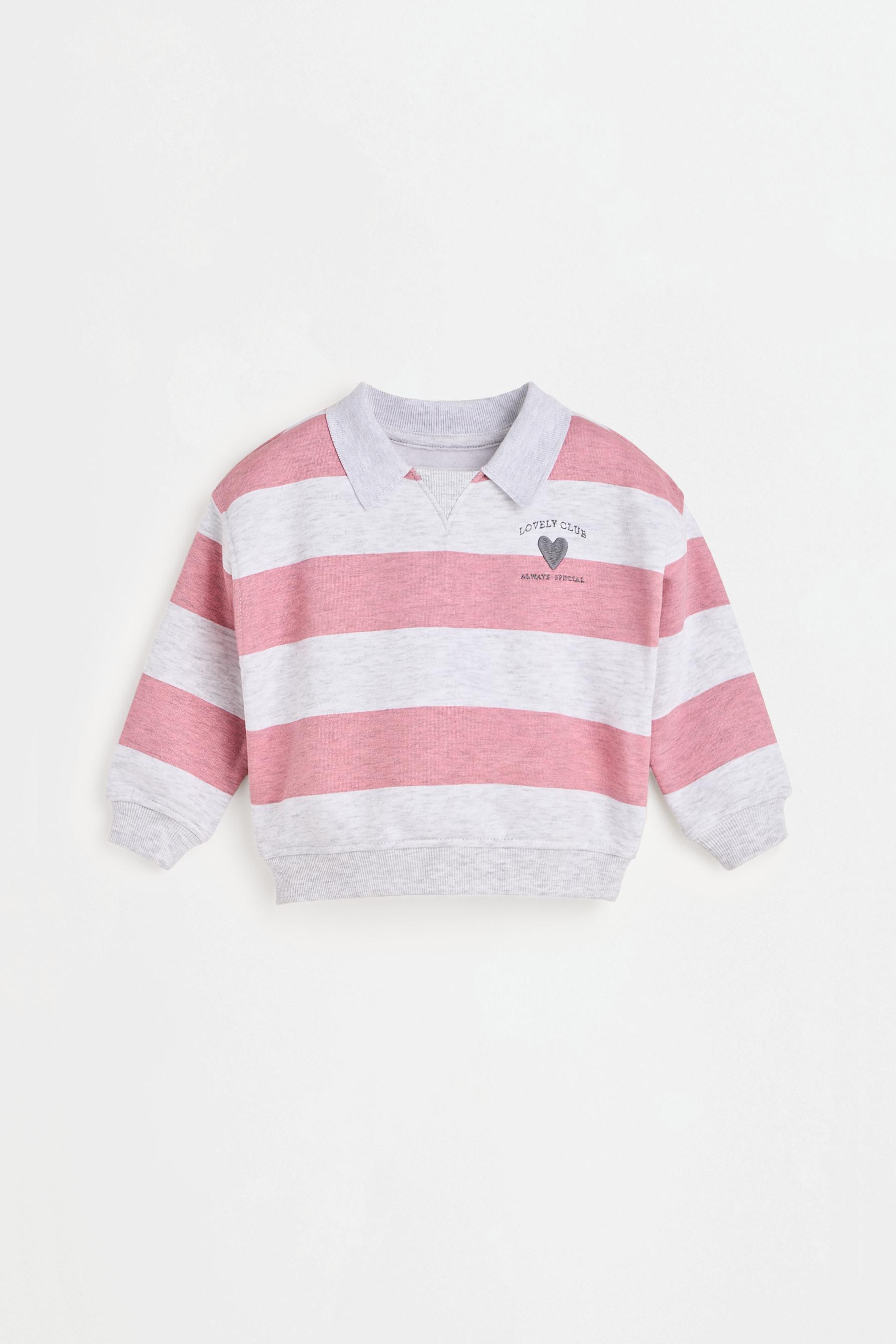 Polo sweatshirt and bow trousers set — GREY MARL
