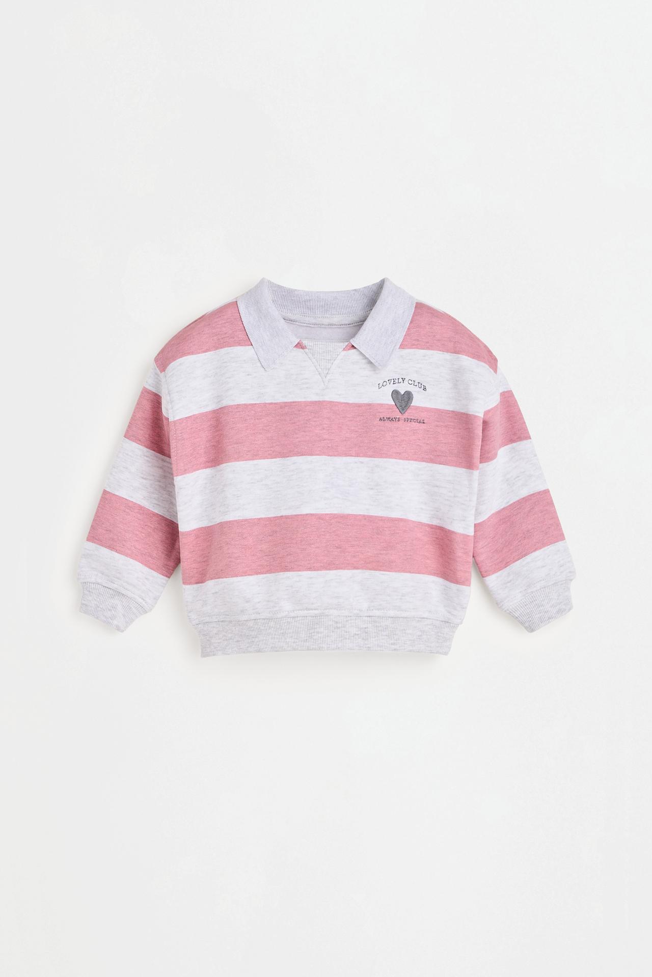 Polo sweatshirt and bow trousers set — GREY MARL