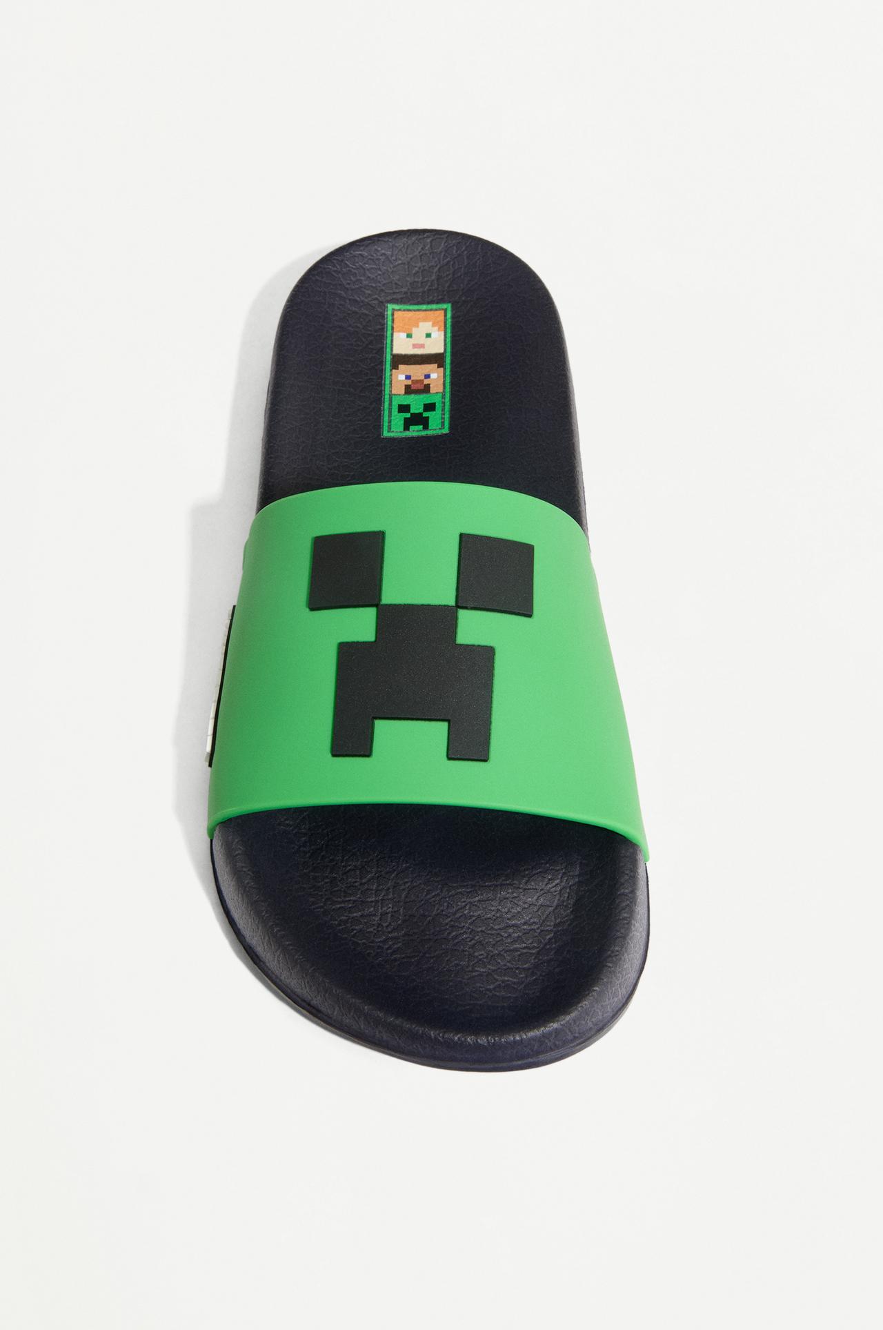 MINECRAFT SLIDE SANDALS — GREEN