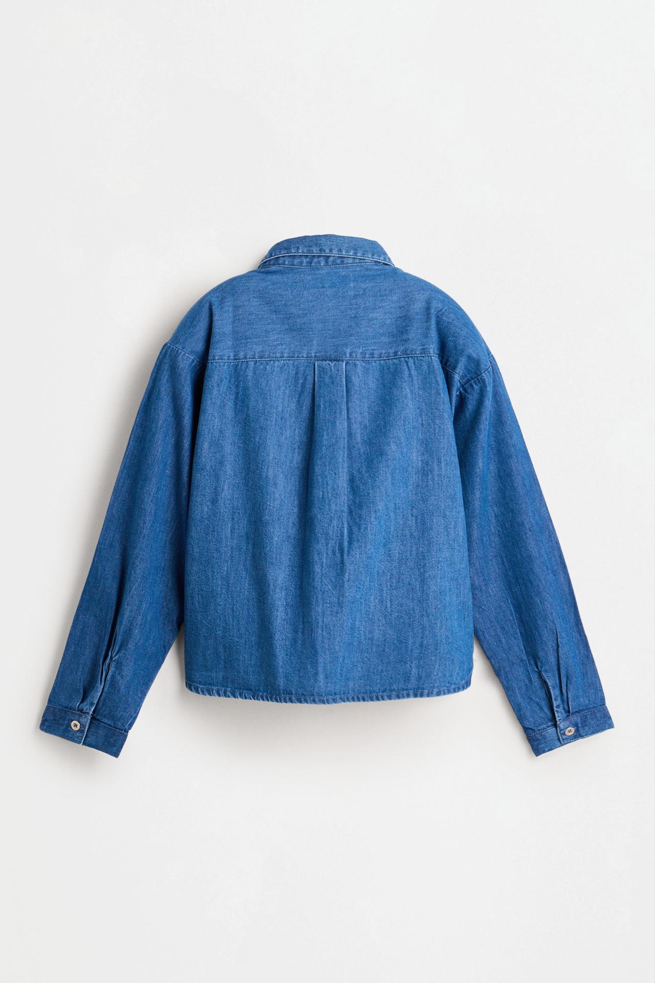 Denim Bow Shirt — PALE BLUE