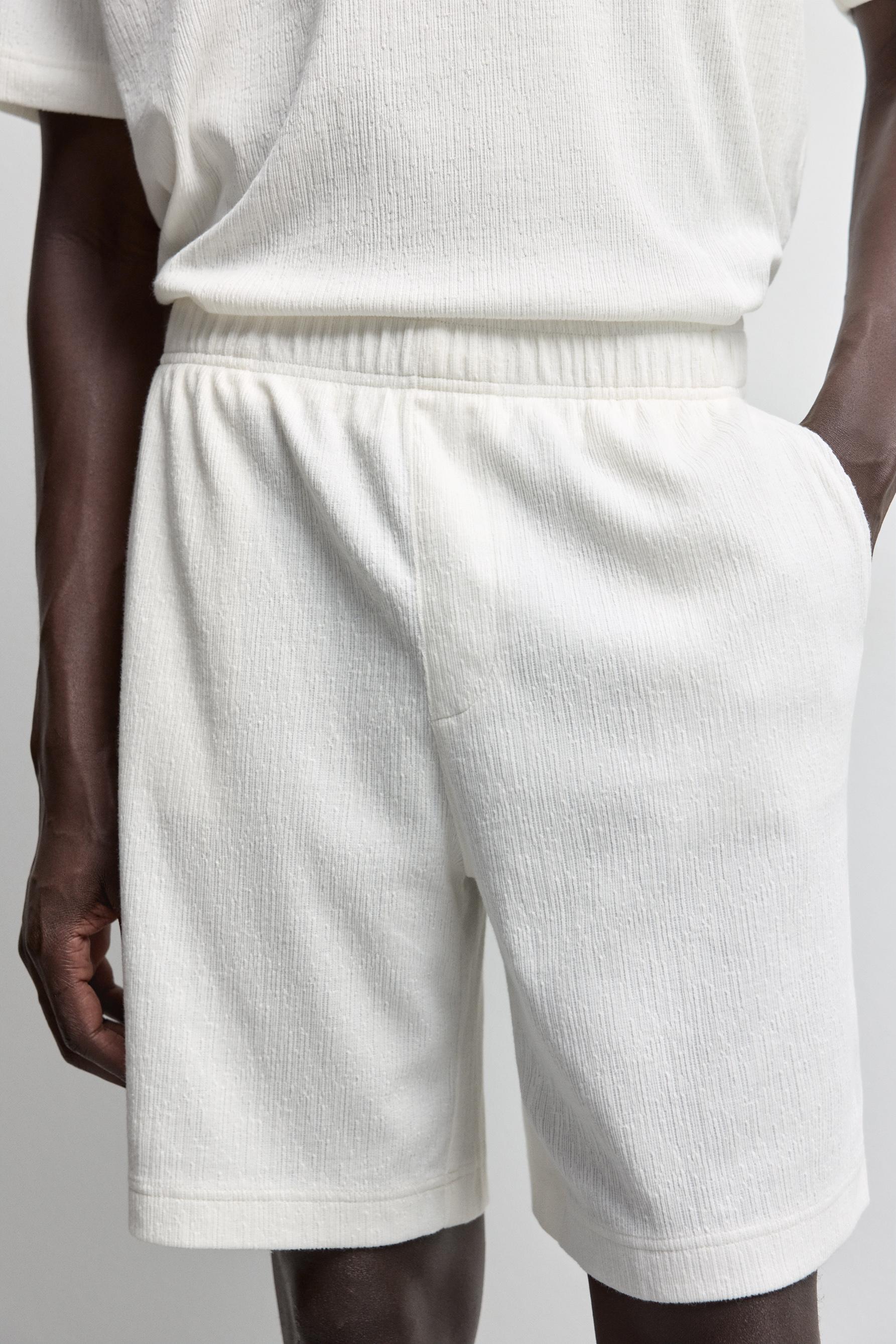 Rustic textured Bermuda shorts — OFF WHITE