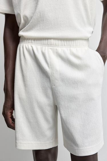 Rustic textured Bermuda shorts — OFF WHITE 3