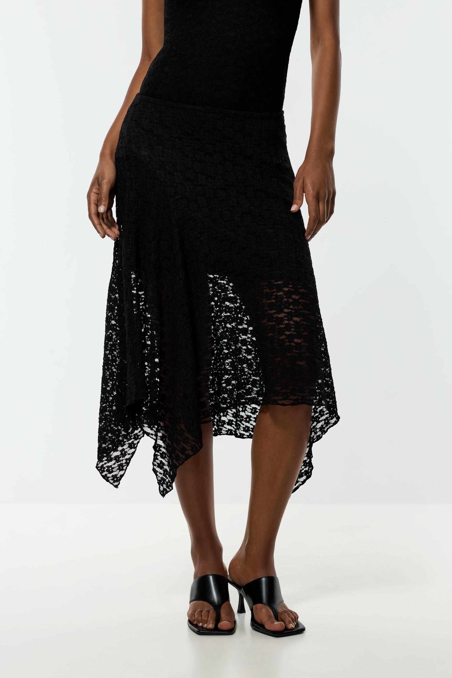 Lace midi skirt — BLACK