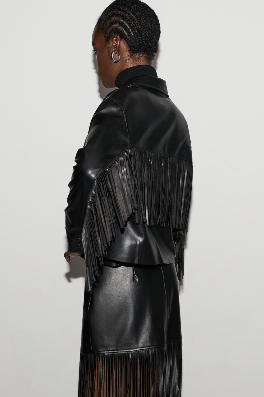 Chaqueta efecto piel flecos Total Look ROPA Mujer Lefties