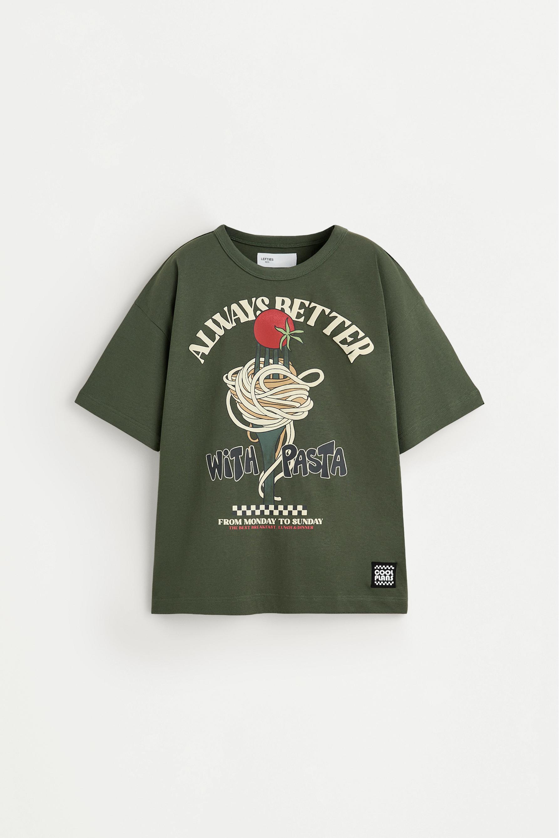 Raised text print T-shirt — EMERALD GREEN