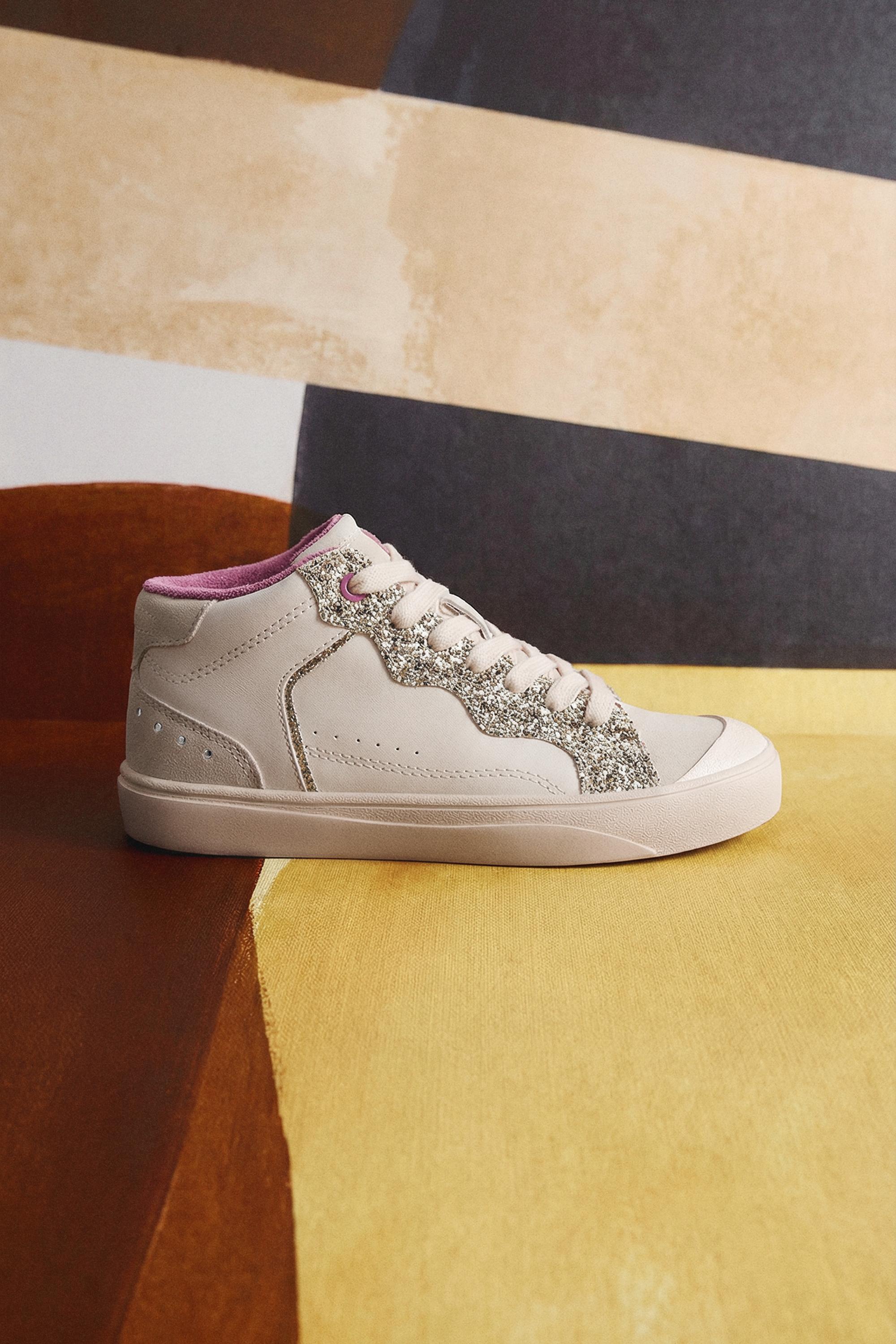 Ankle sneaker with rhinestones — ECRU