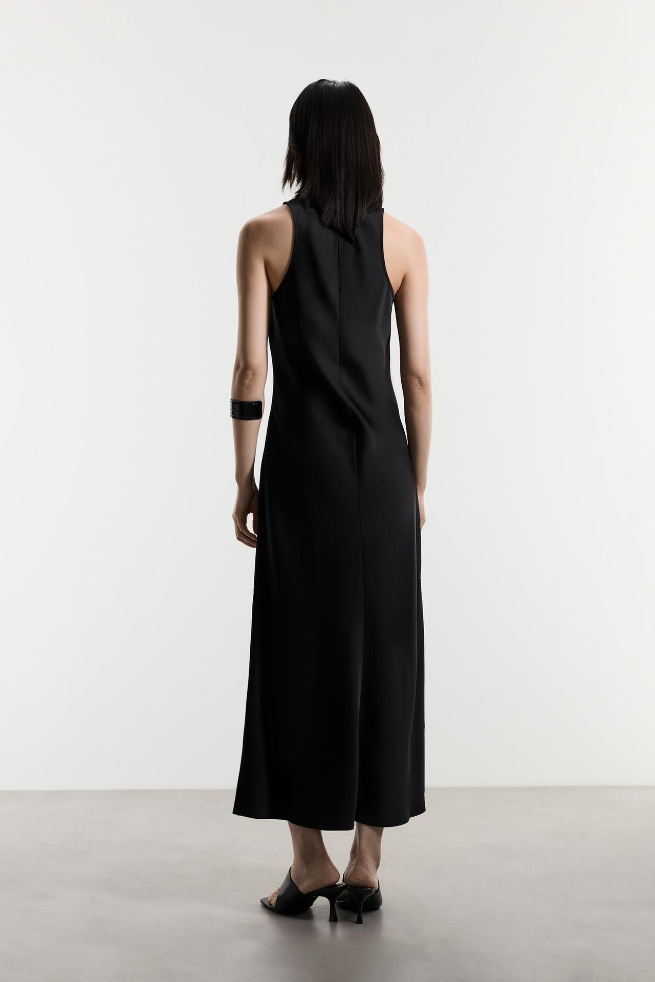 Satin midi dress — BLACK