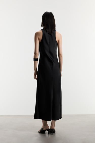 Satin midi dress — BLACK 4