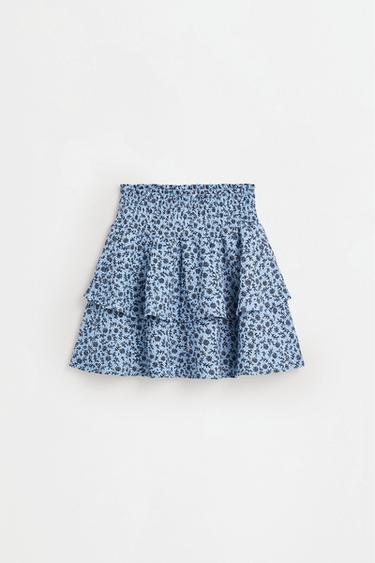 Ruffled crepe skirt — BLUE 1