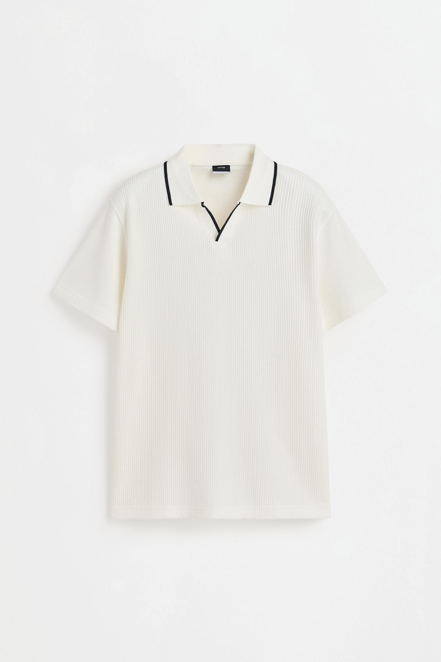 Contrast rib polo shirt — OFF WHITE
