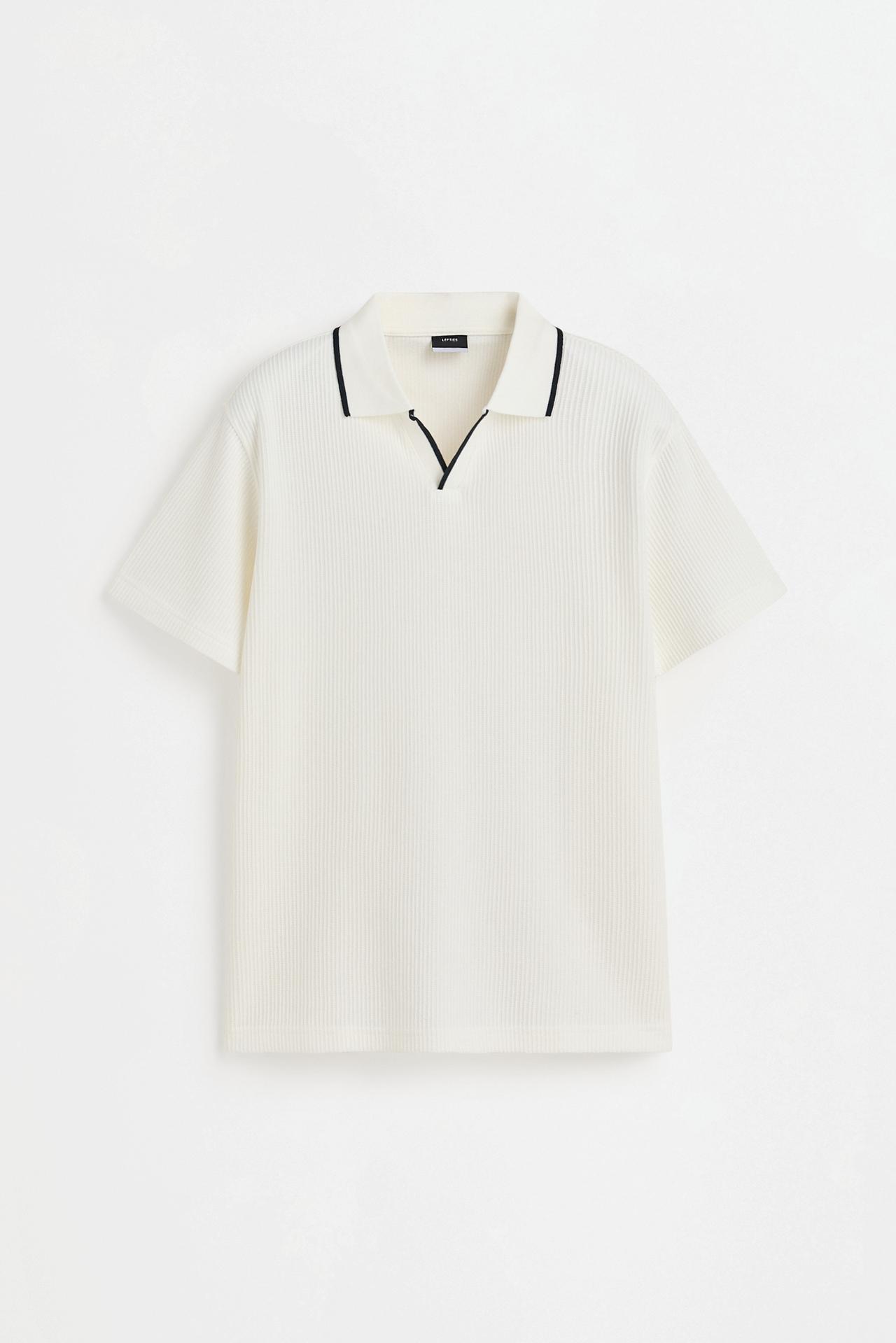 Contrast rib polo shirt — OFF WHITE