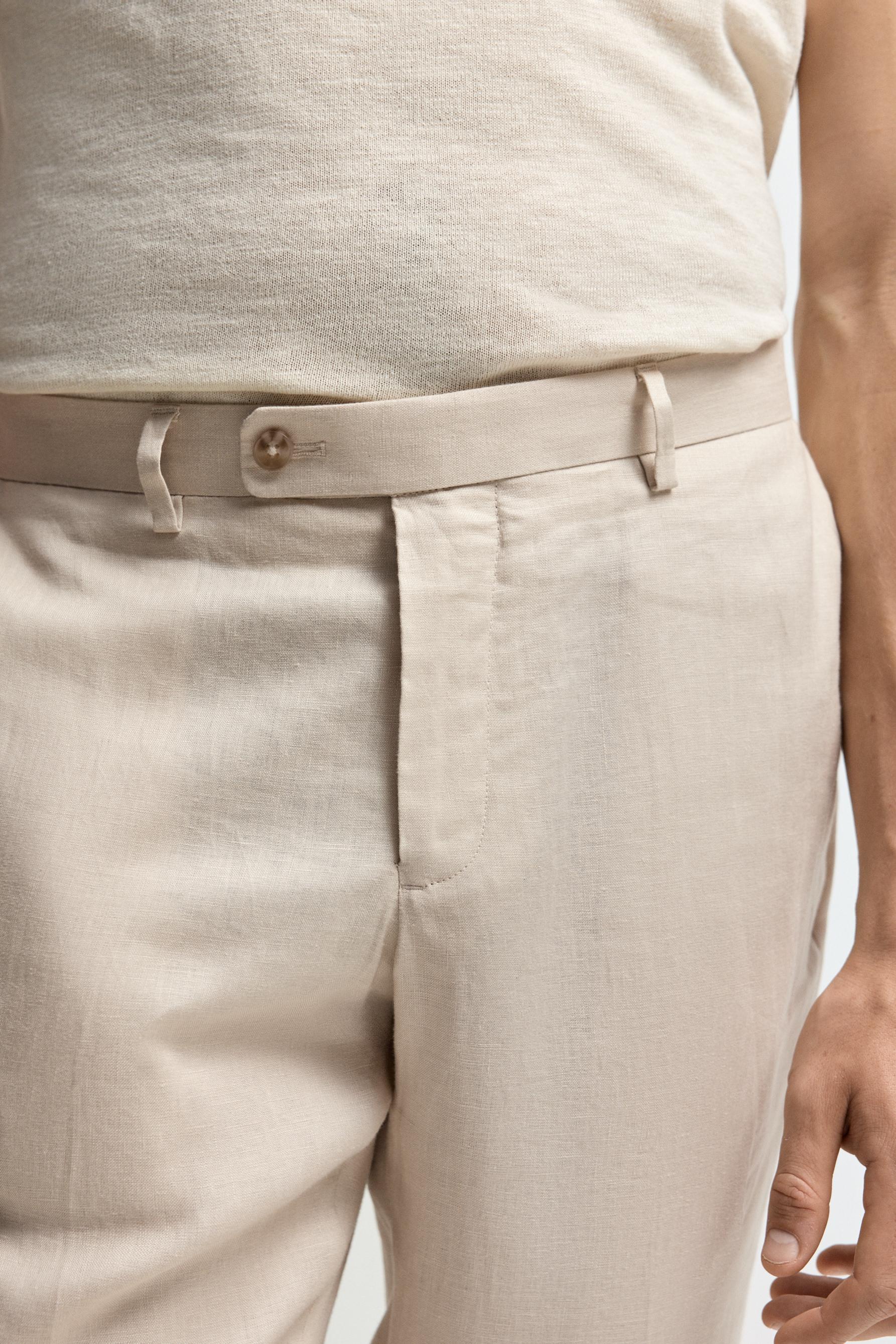 100% linen suit trousers — ECRU