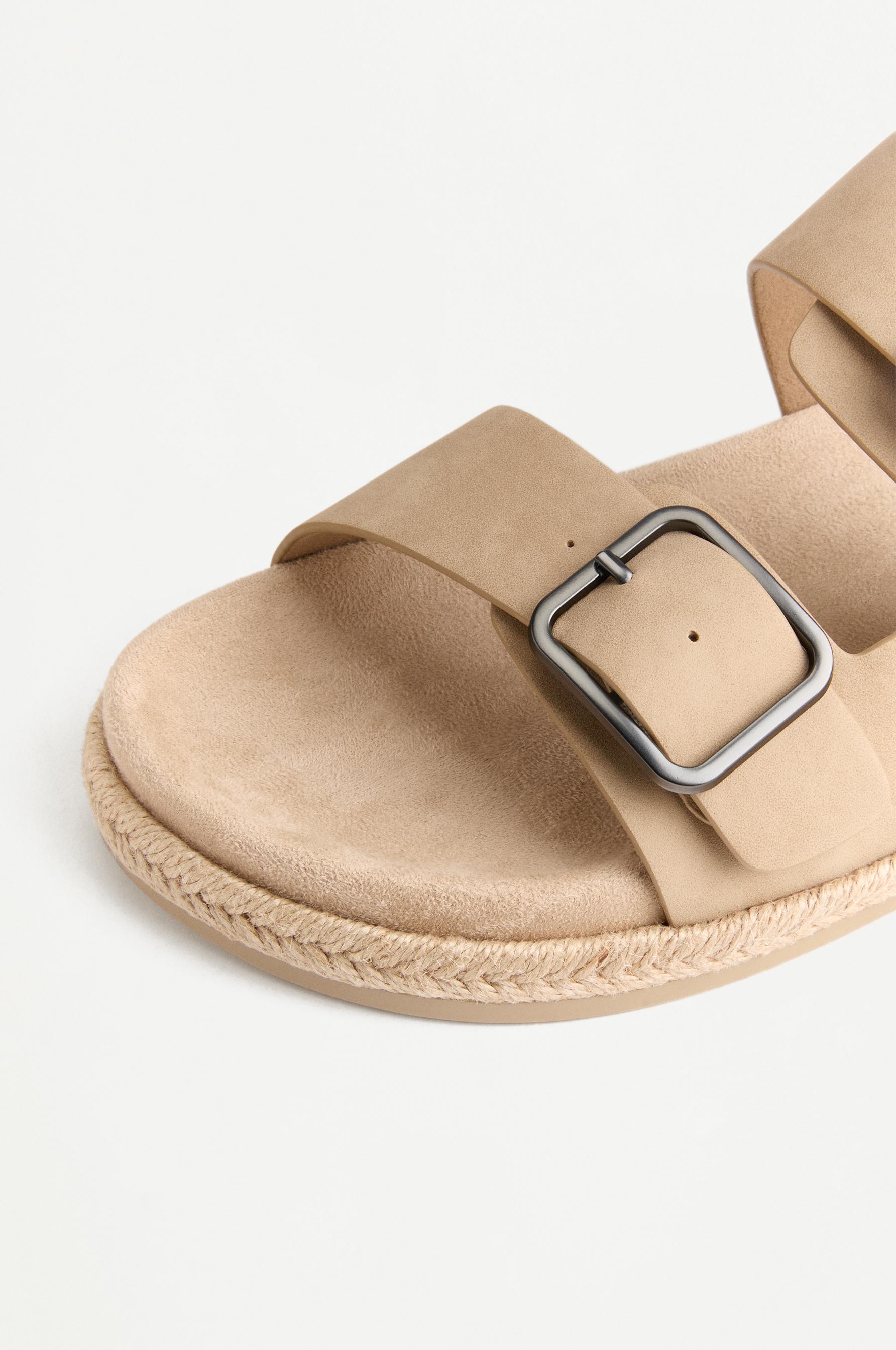Comfort jute effect buckle sandals — BEIGE