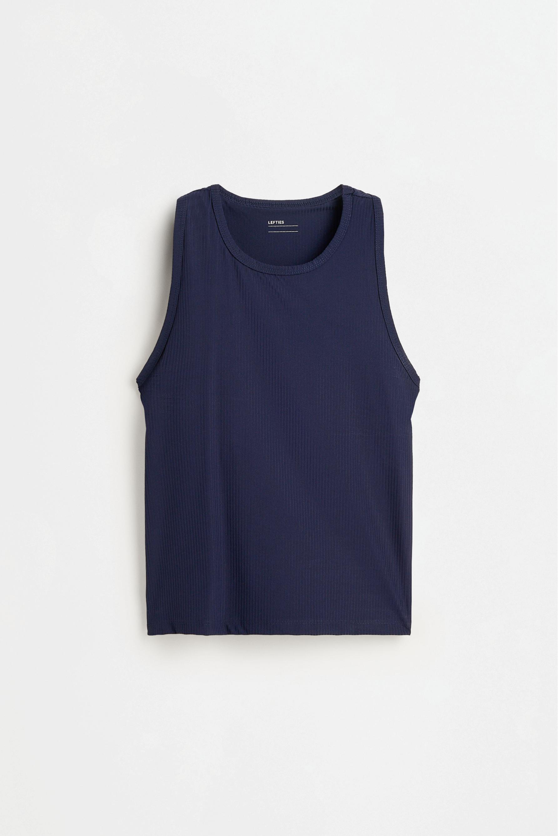 Ribbed sports T-shirt — DARK BLUE
