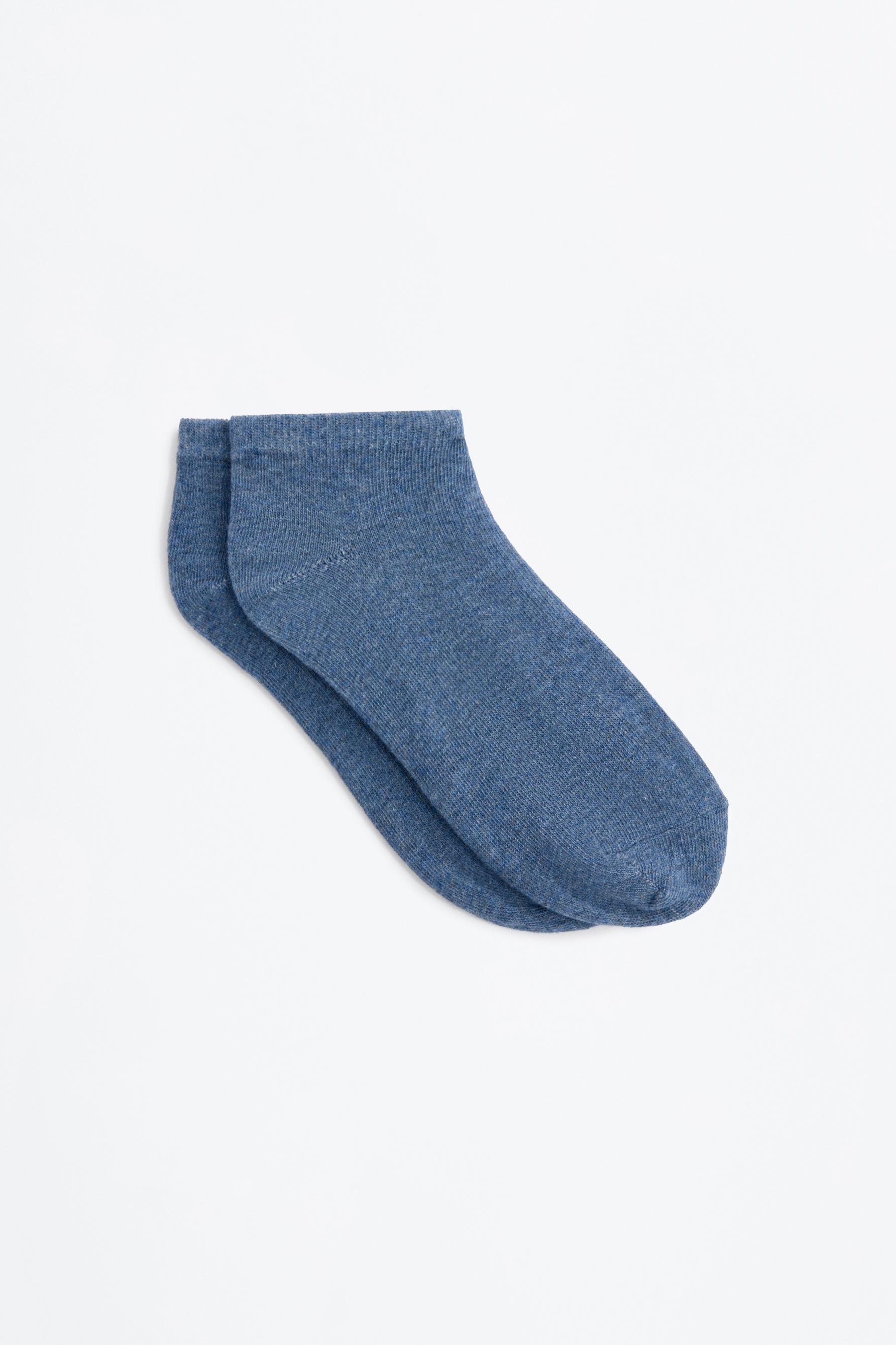 Plain ankle socks (Pack 10) — BLUE/WHITE