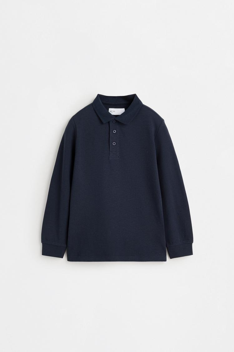Basic long sleeve polo shirt — NAVY