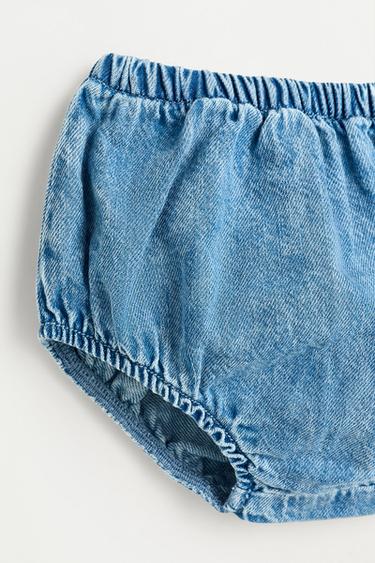 Denim pinafore dress and bloomers set — BLUE 7
