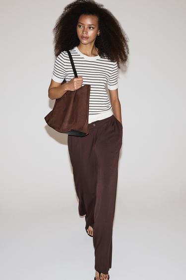 Wide-leg pleated trousers — CHOCOLATE 5