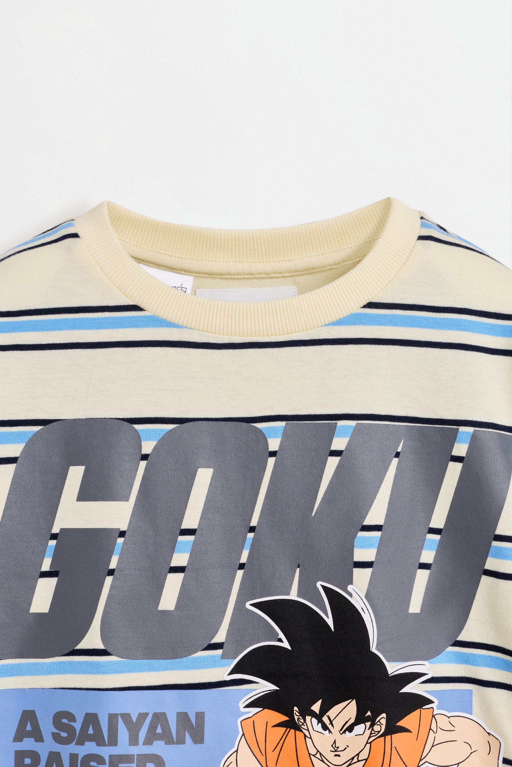 Goku Dragon Ball ©Bird Studio striped T-shirt — PASTEL YELLOW