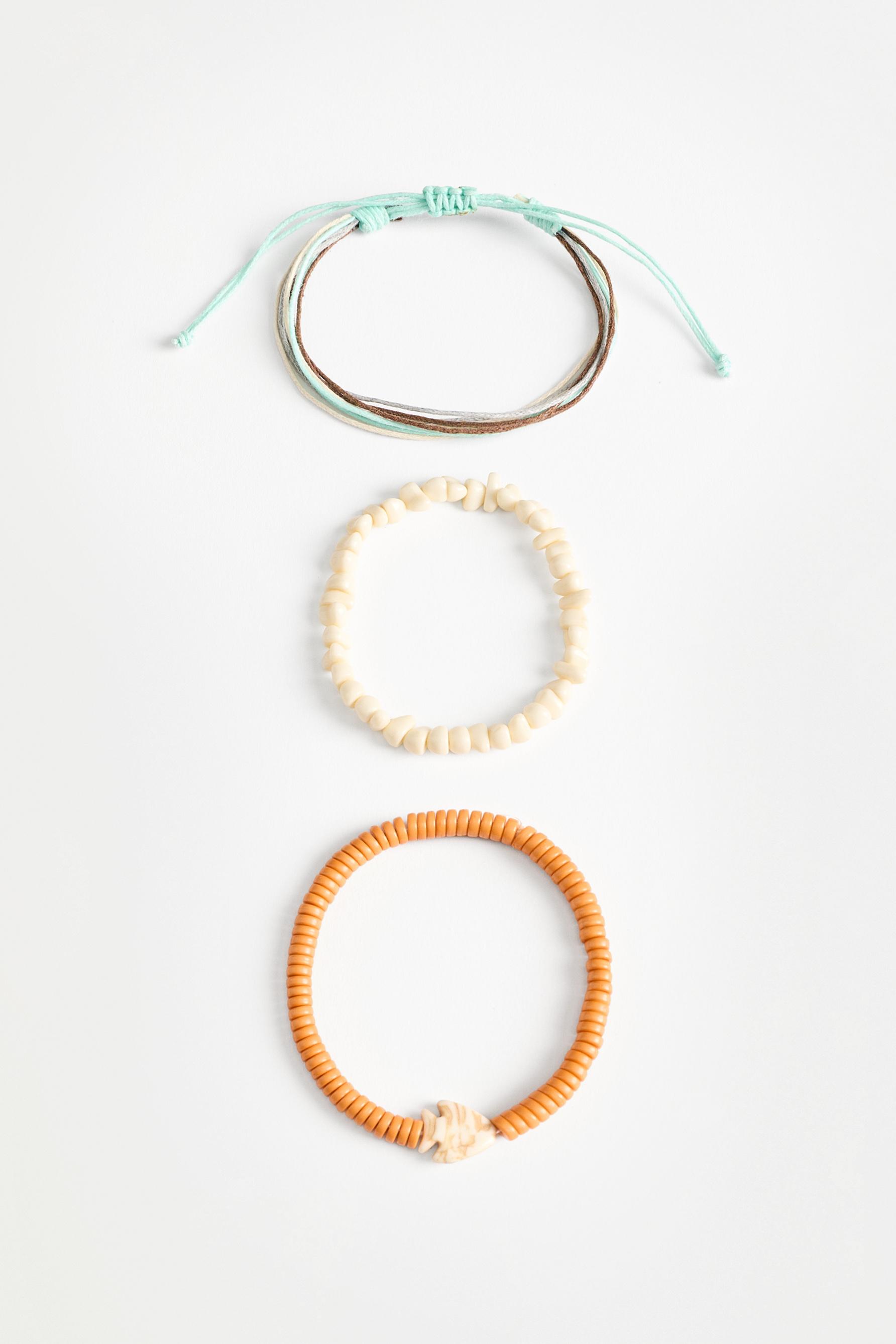 Assorted Bracelets (3-Pack) — ECRU/BROWN
