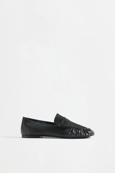 Gathered loafers — BLACK 1