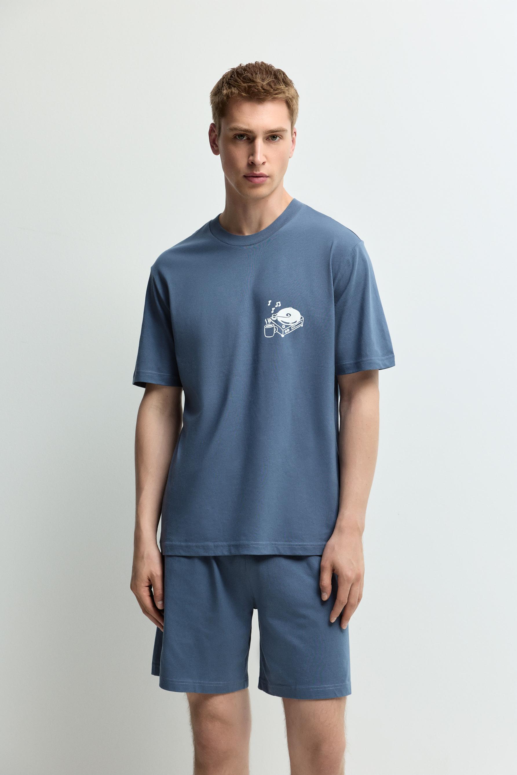 Short printed pyjamas — OCEAN BLUE