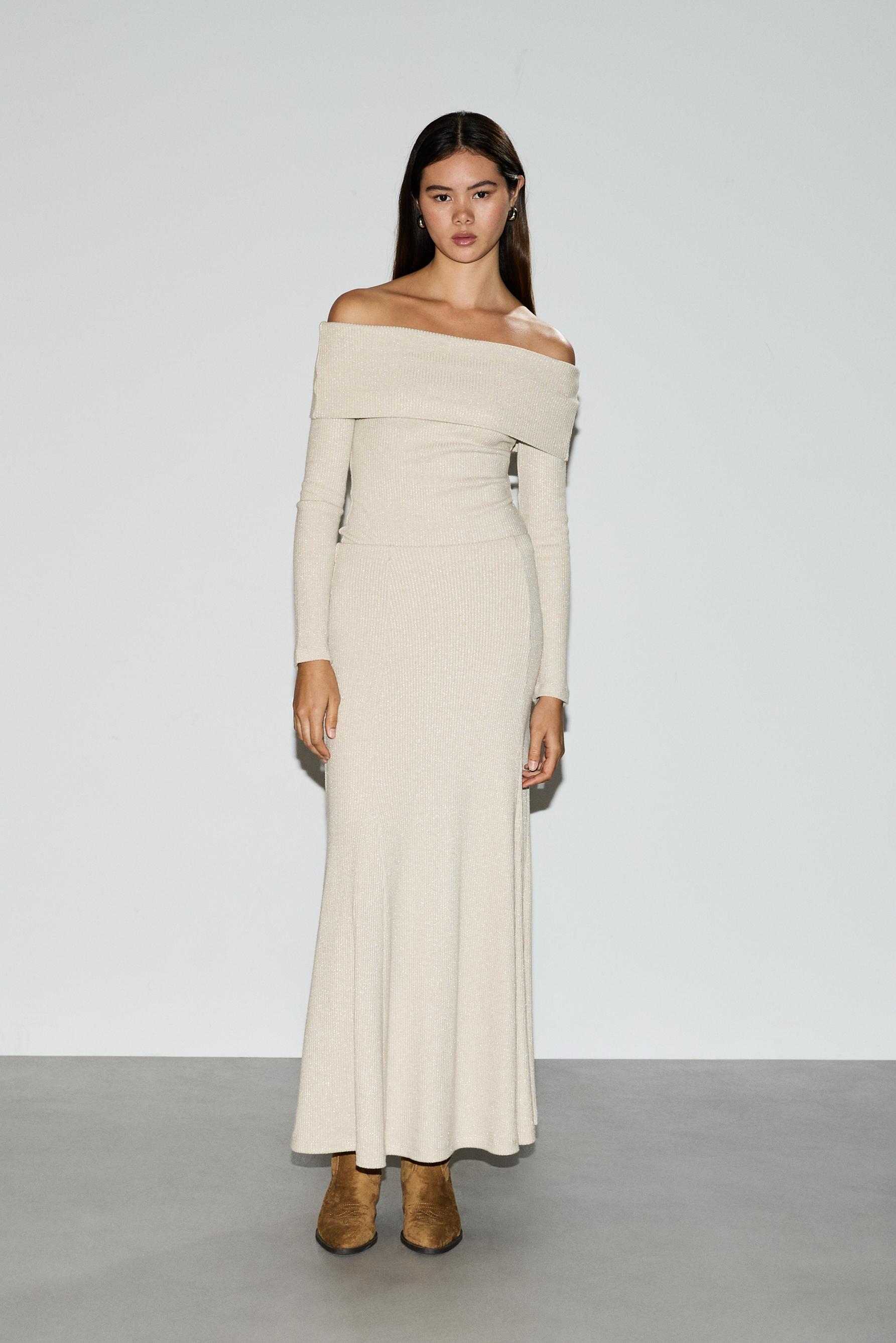 Falda midi hilatura metalizada