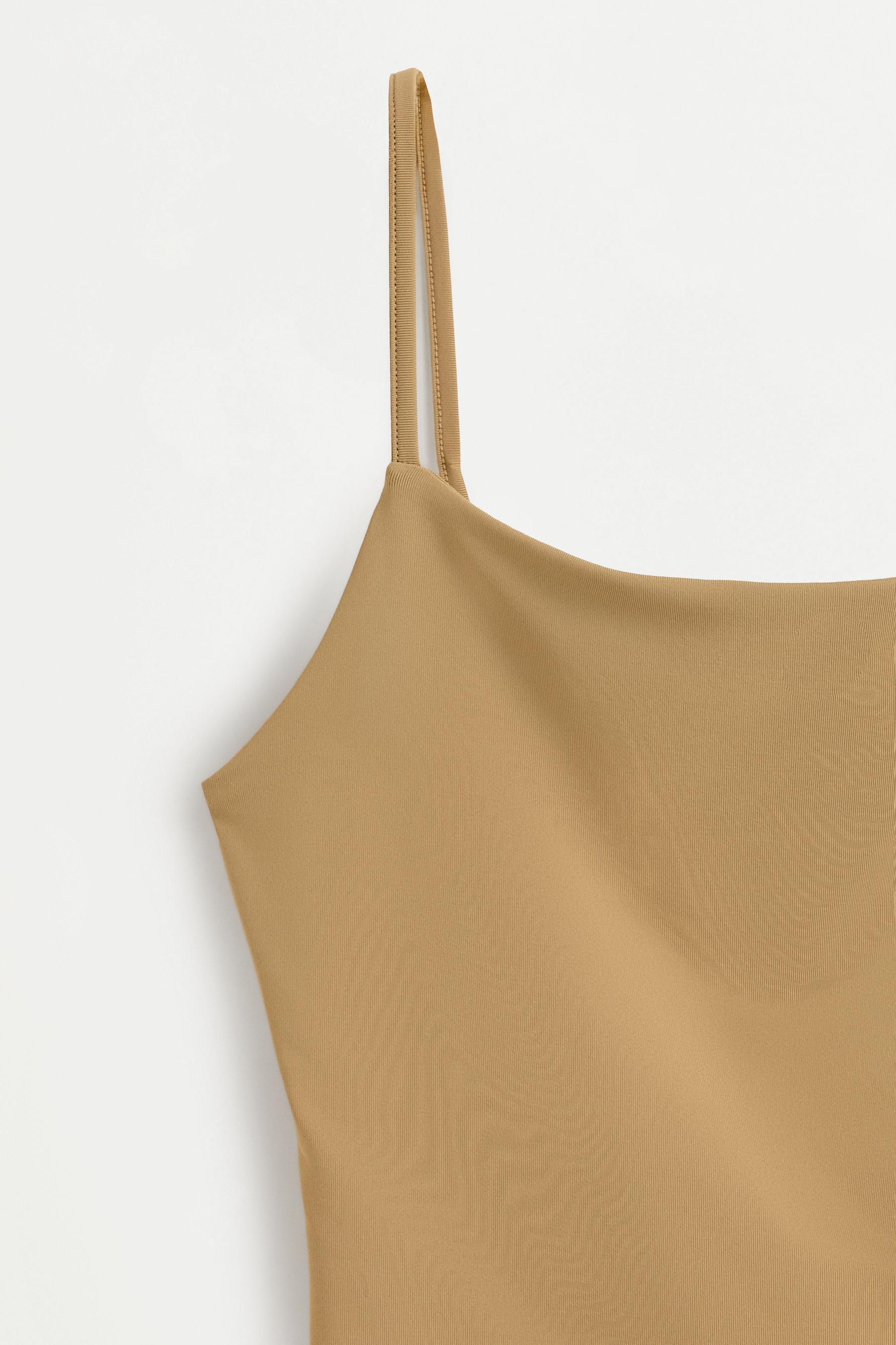 Polyamide strap top — BEIGE