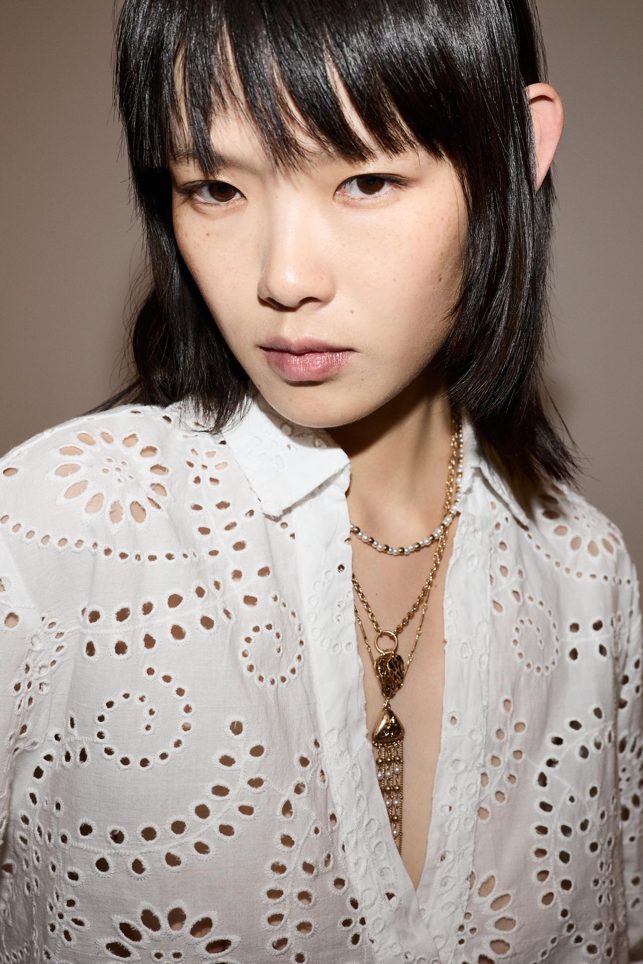 Oversize Swiss embroidery shirt — WHITE