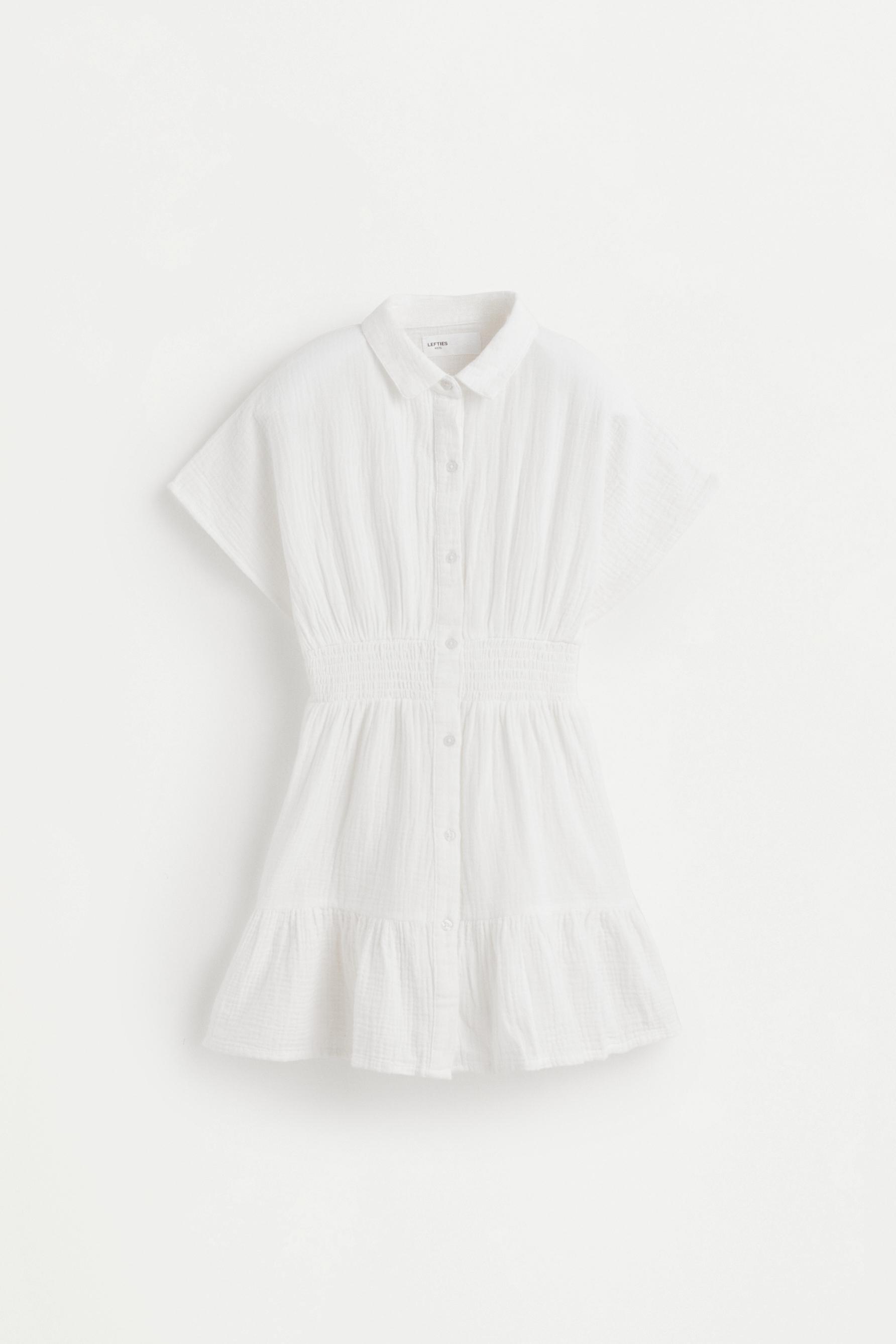 Elastic waist shirt dress — OFF WHITE