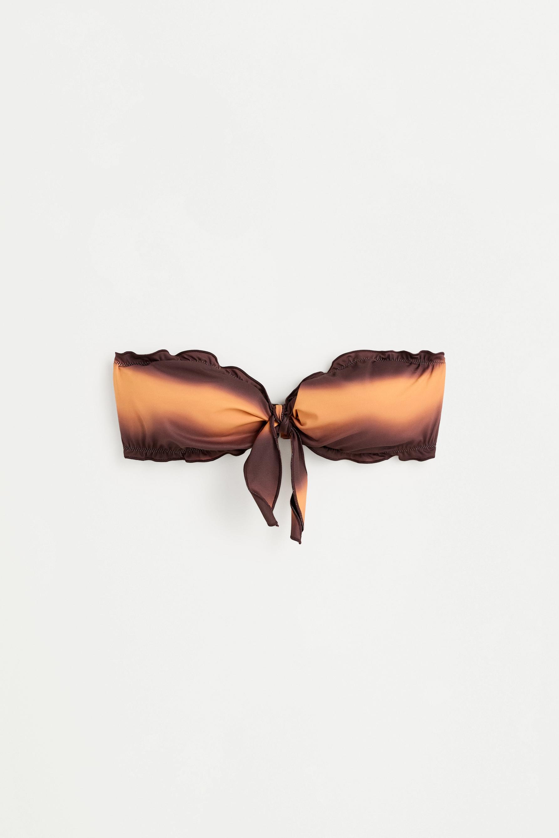 Tie-dye print bandeau bikini top — BROWN