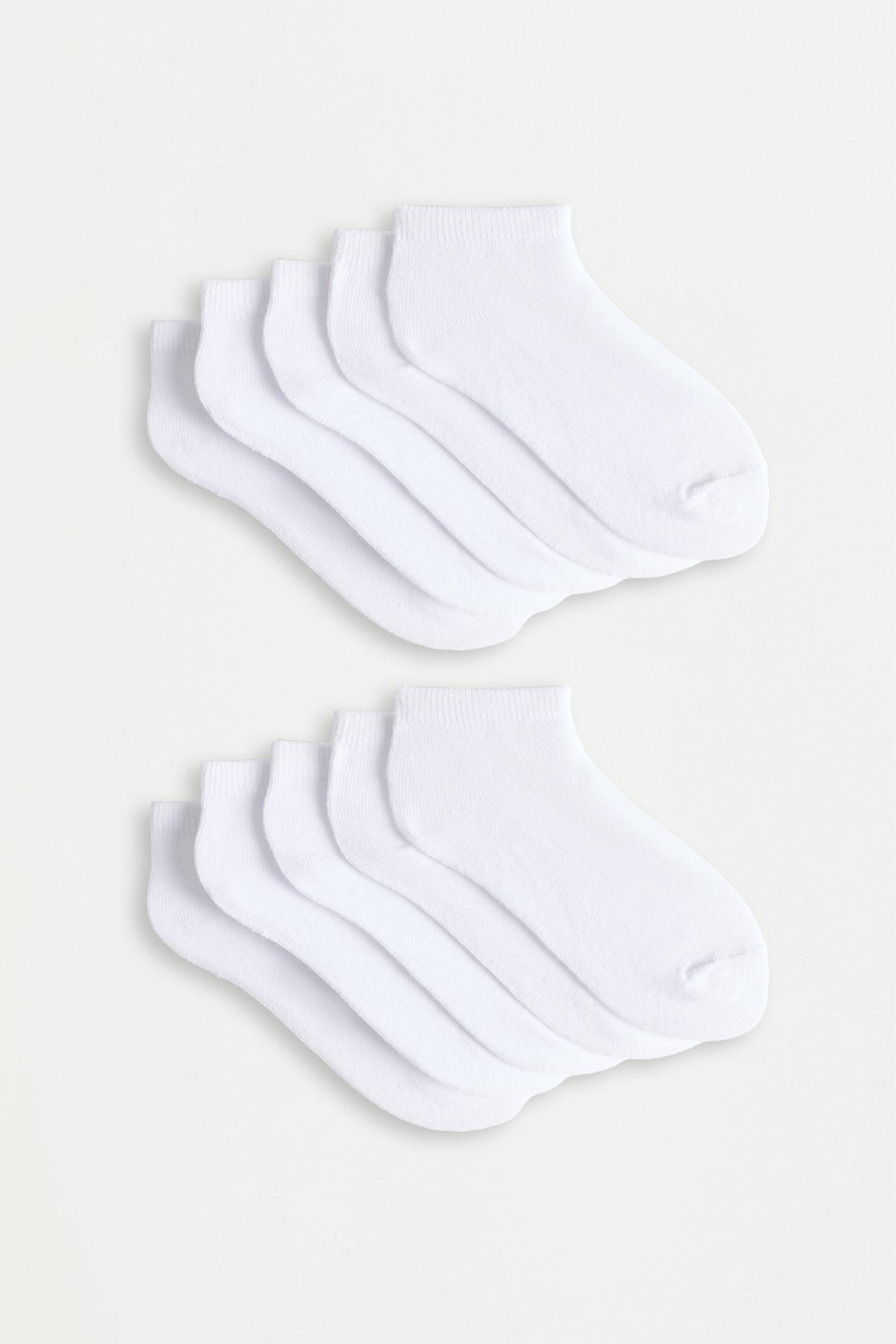 Plain ankle socks (Pack 10) — WHITE