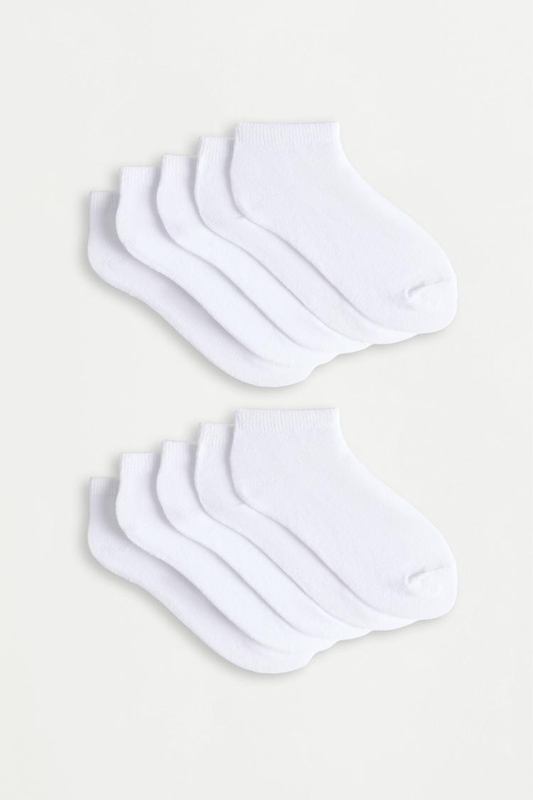 Plain ankle socks (Pack 10) — WHITE