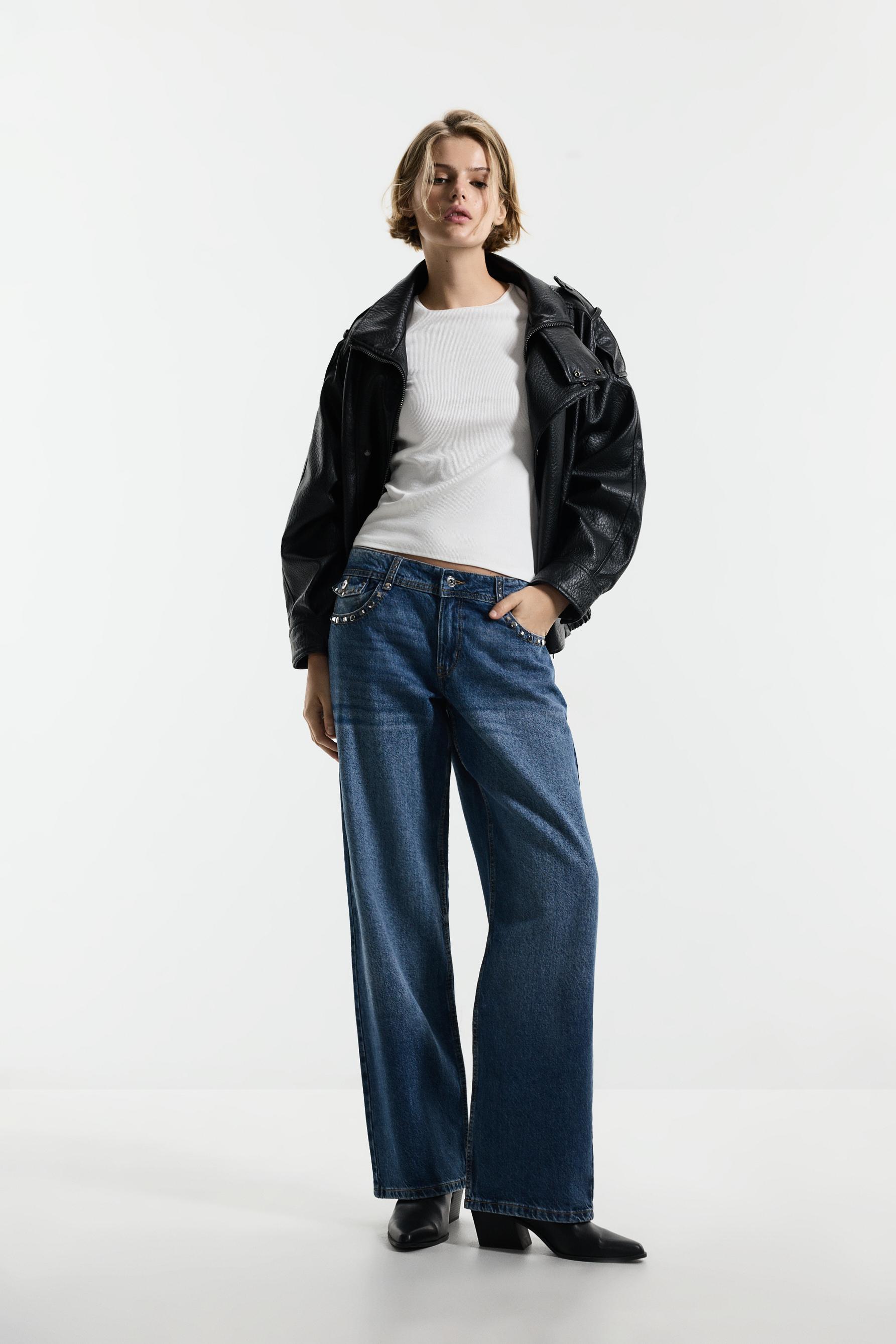 Straight-leg stud jeans — DARK BLUE