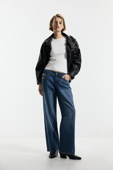 Straight-leg stud jeans — DARK BLUE 1