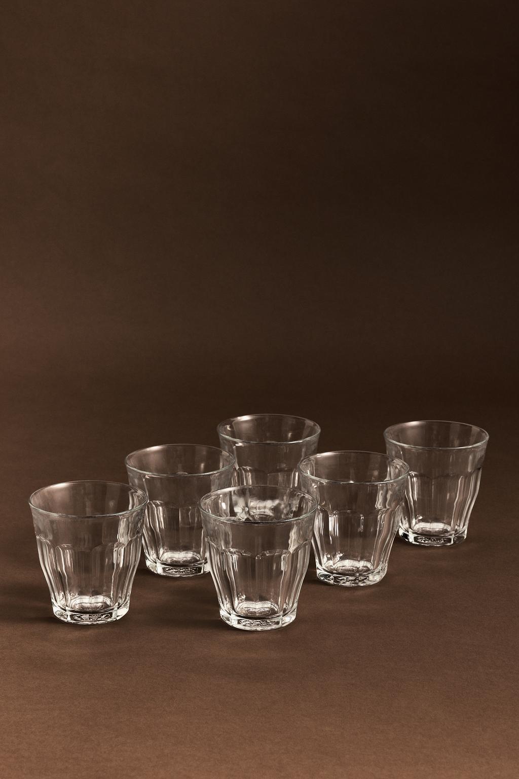 Pack 6 vasos vidrio relieve 250 ml