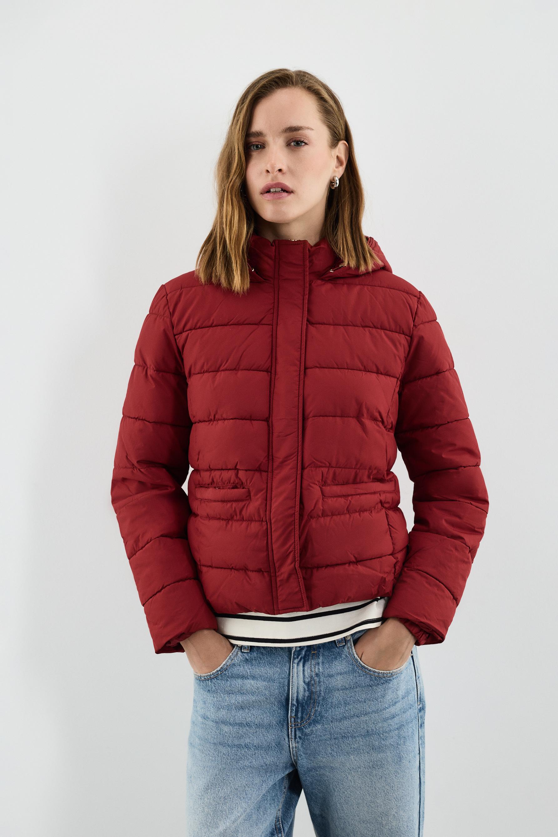Quilted hooded jacket — BRIGHT RED