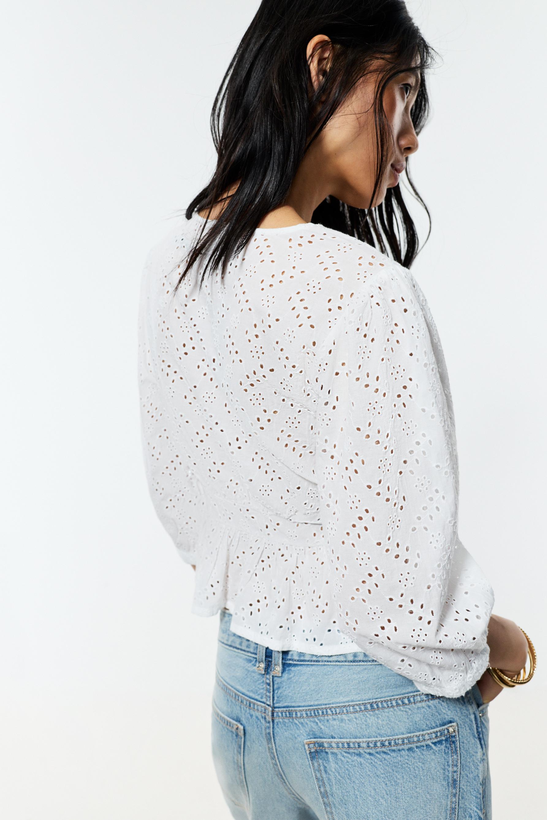 Swiss embroidery shirt — WHITE