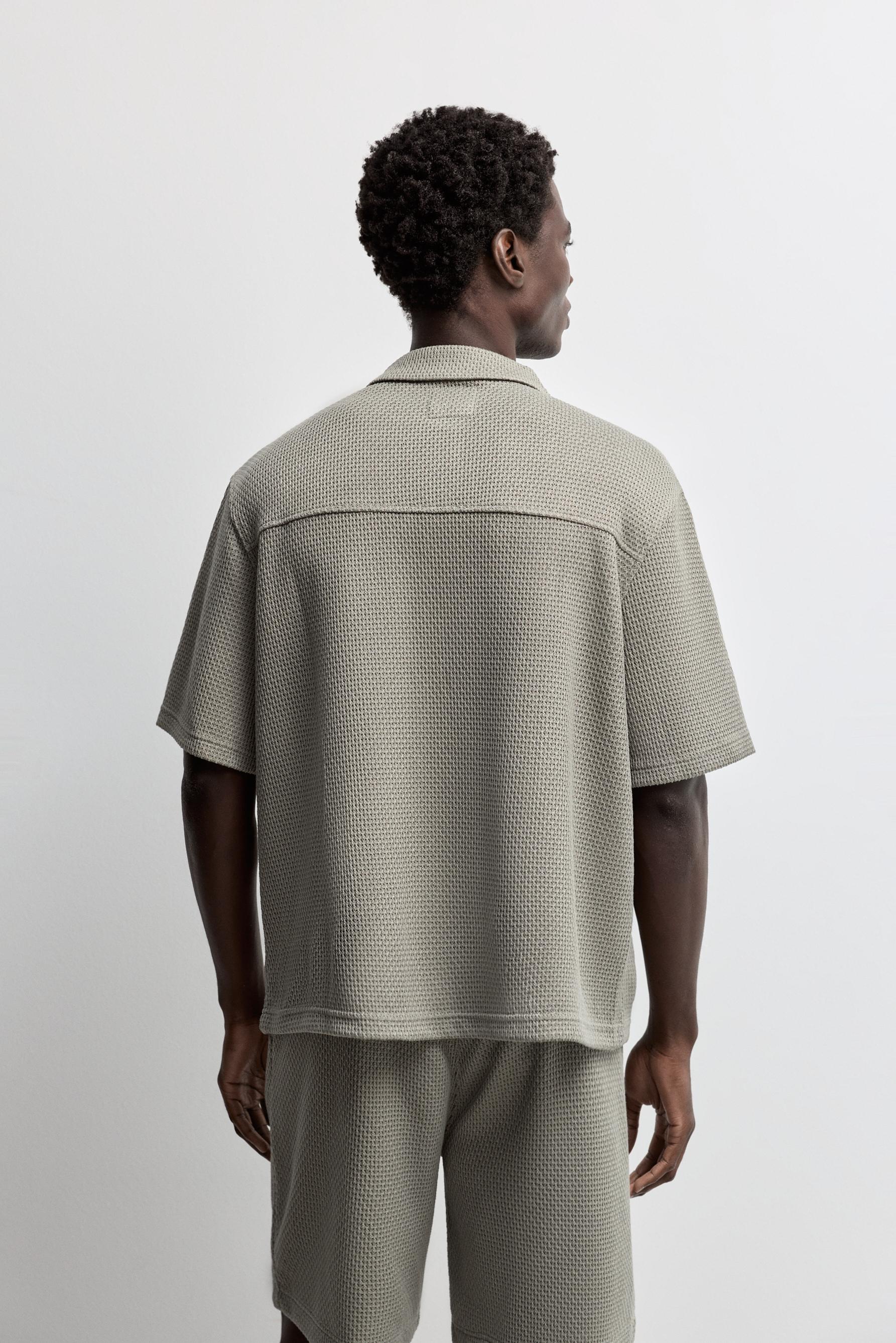 Waffle texture shirt — PALE GREEN