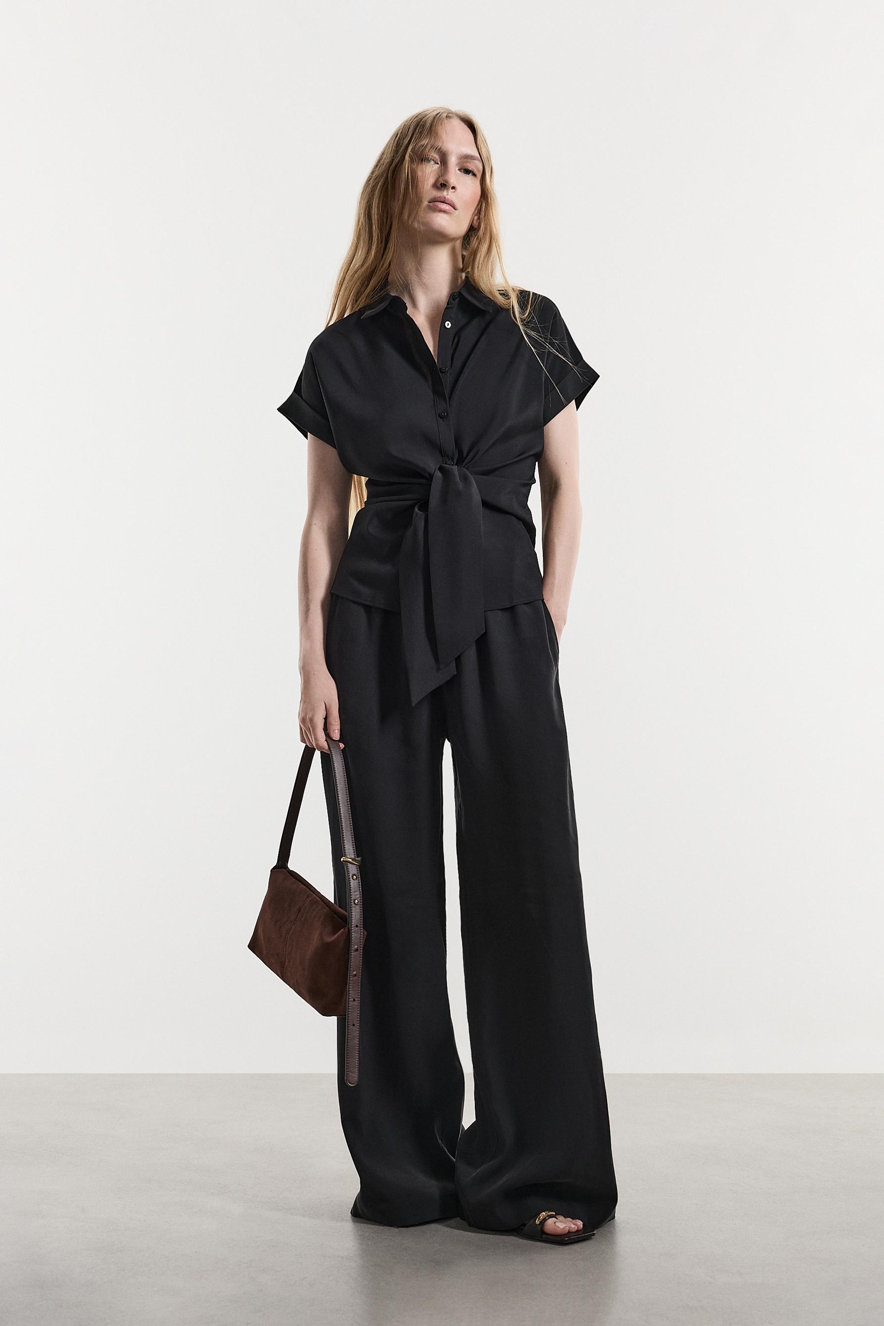 Soft-touch culottes — BLACK