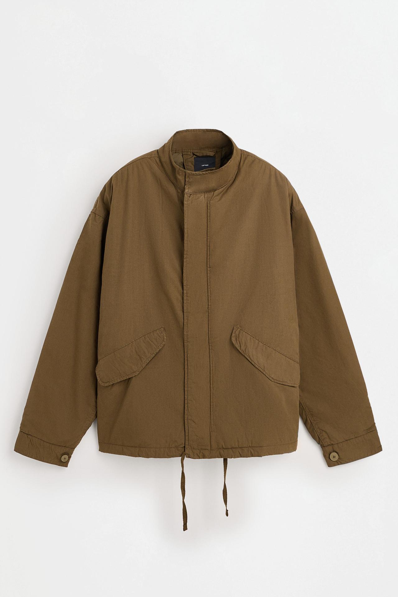 Padded high collar jacket — KHAKI
