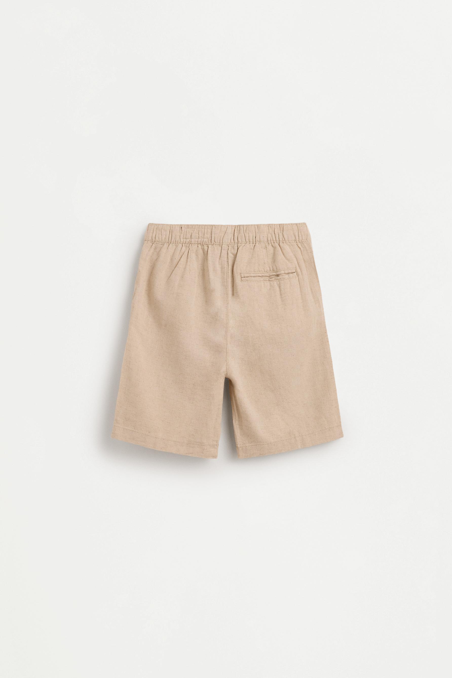 Linen-blend chino Bermuda shorts — SAND