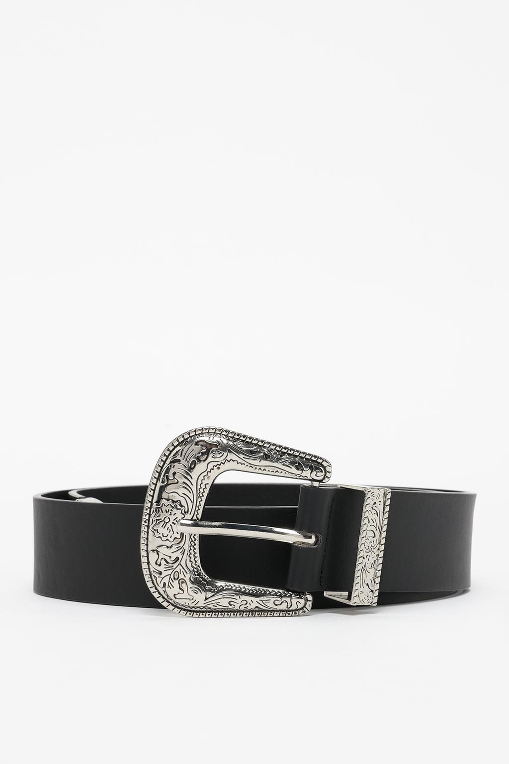 Belt with engraved buckle