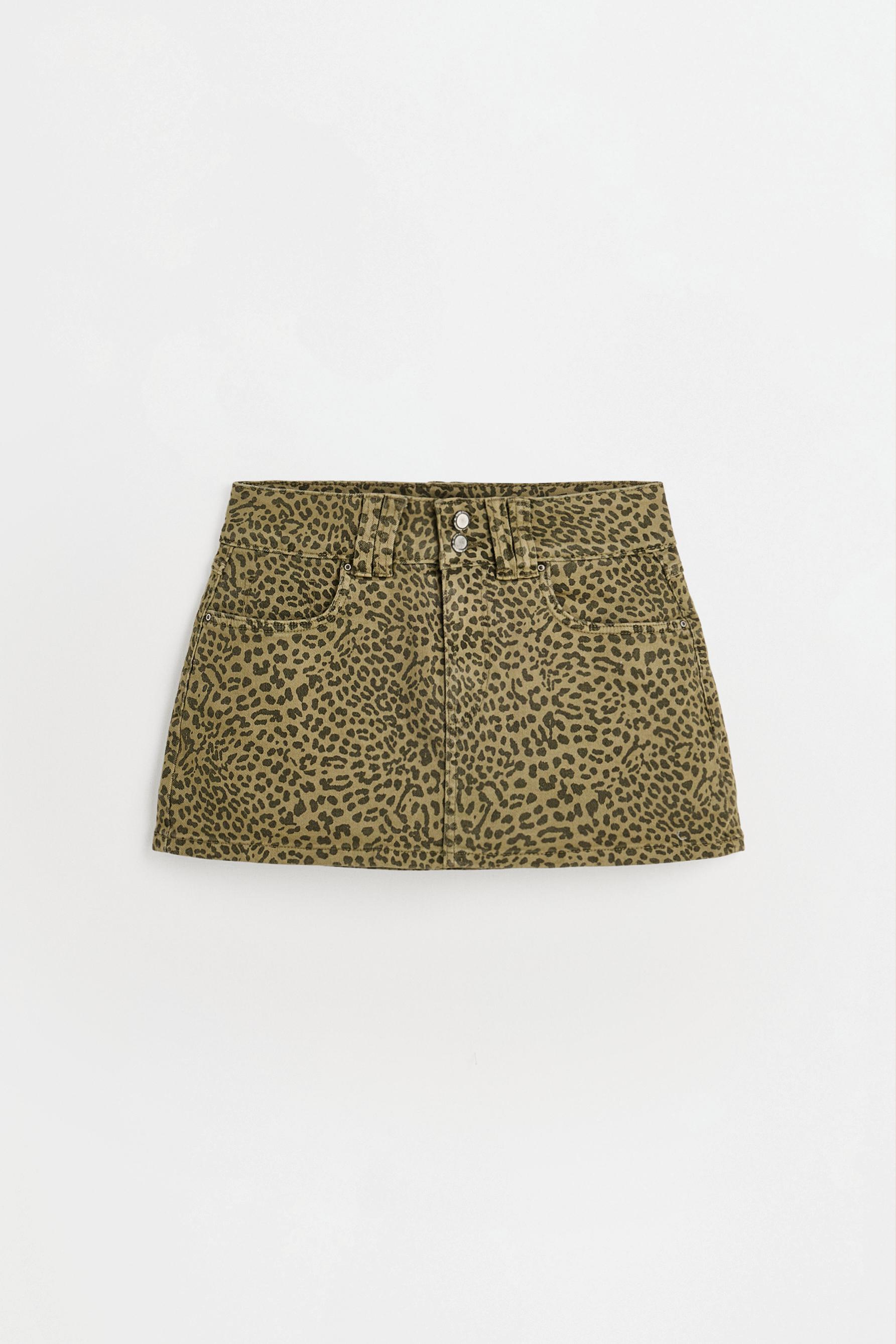 Leopard denim skort — CHEETAH