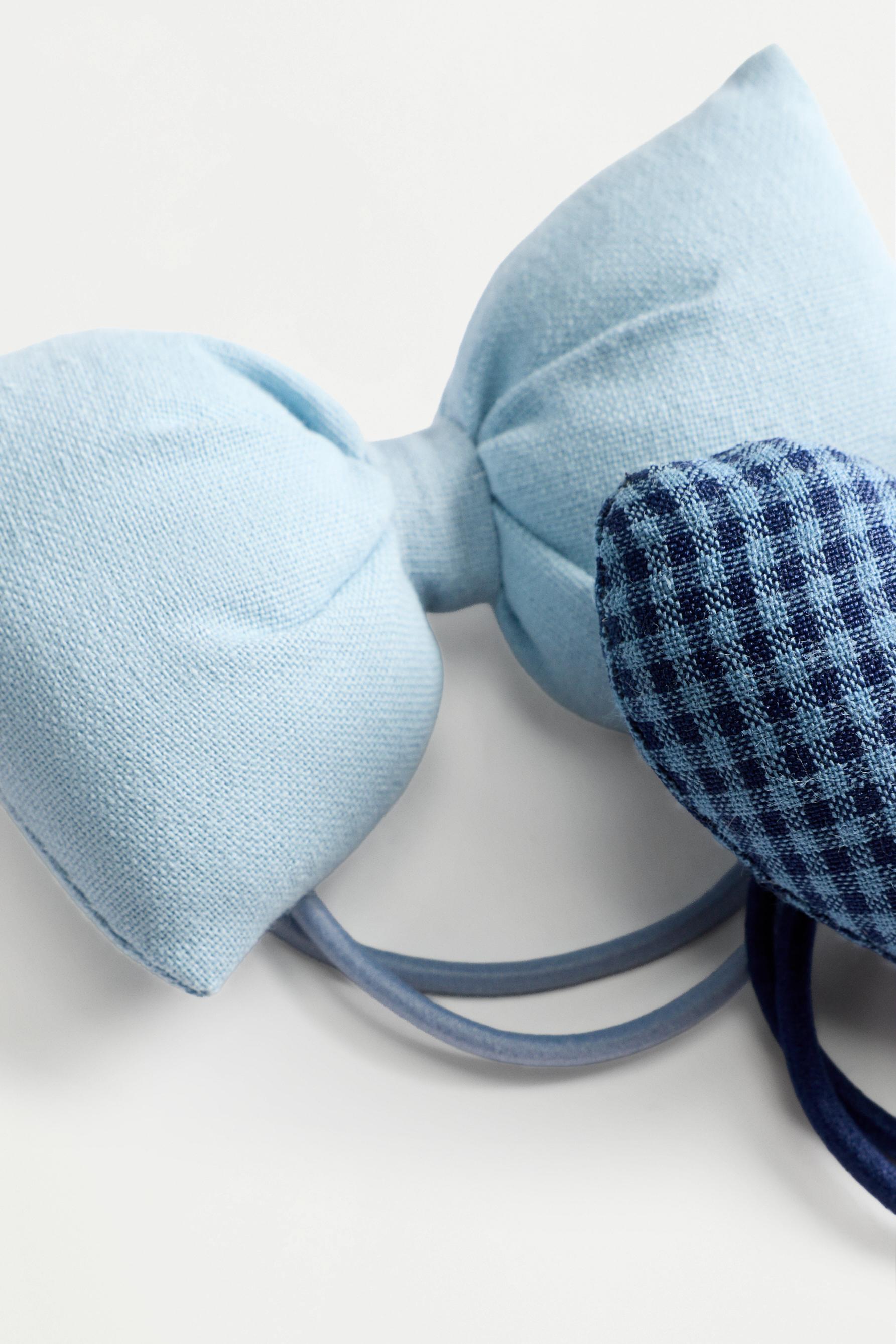 Heart and bow hair ties (2-pack) — BLUE