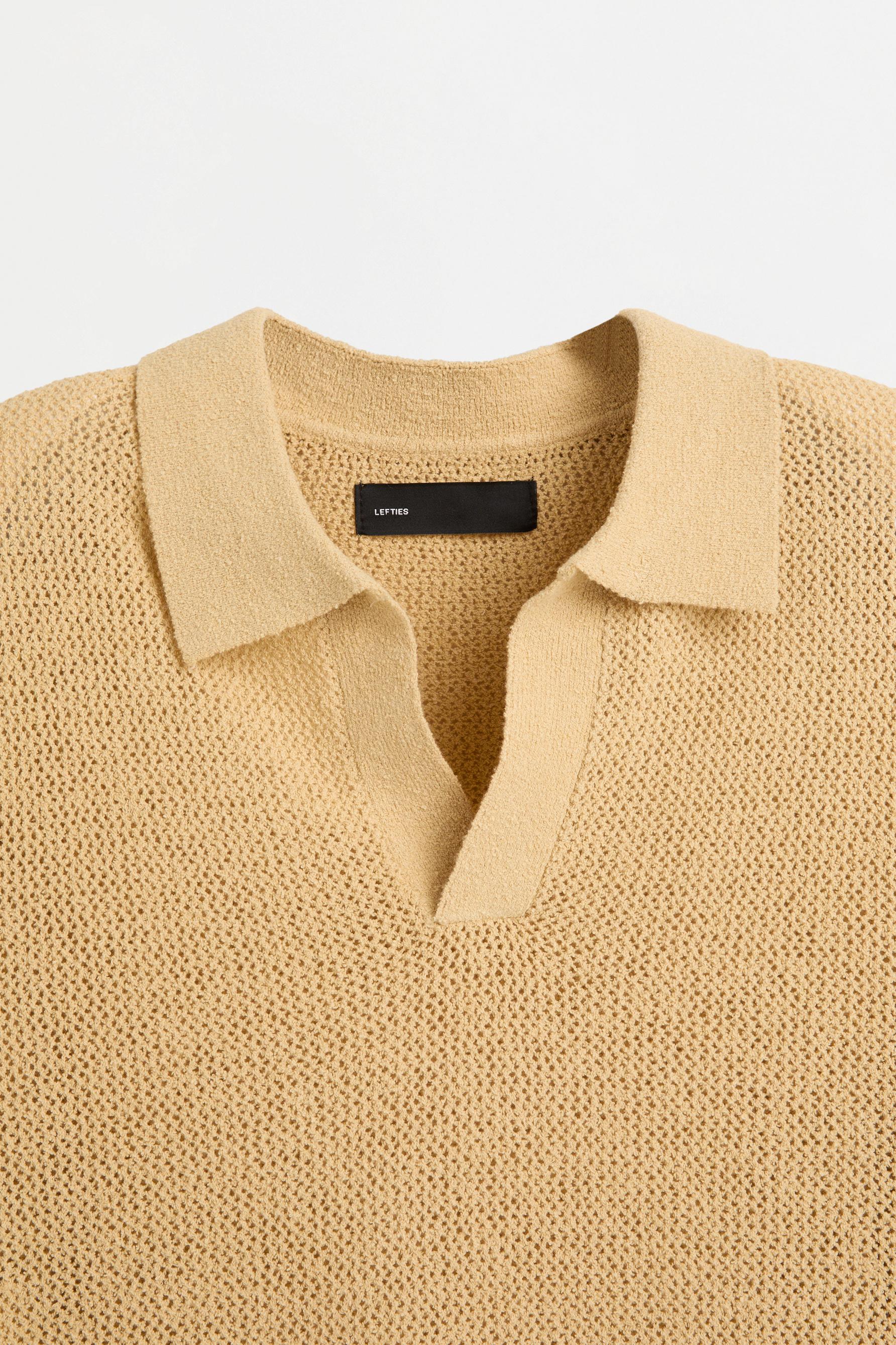 Cutwork knit polo shirt — YELLOW