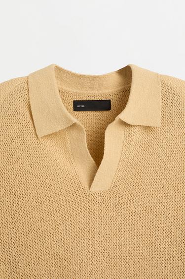 Cutwork knit polo shirt — YELLOW 7