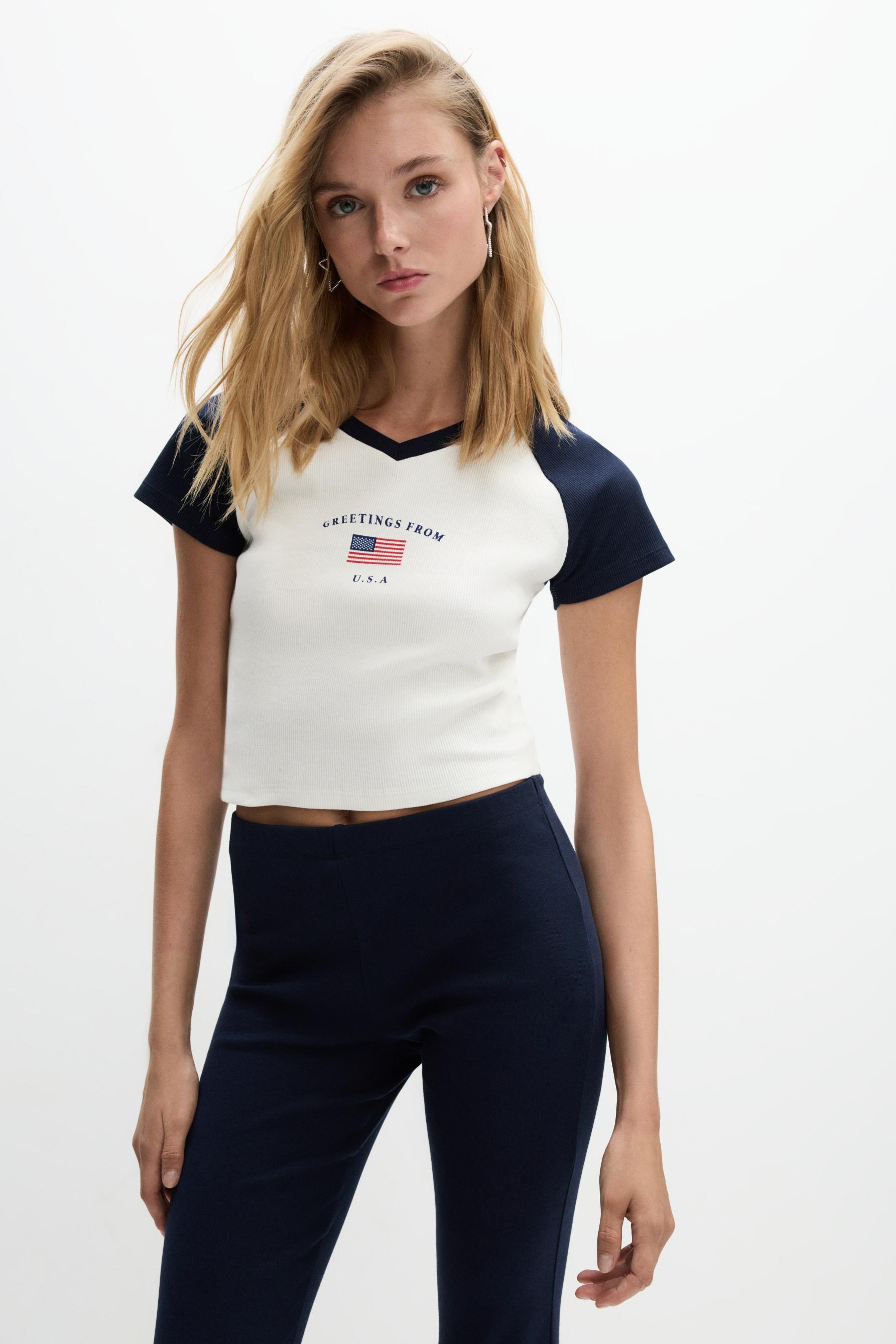 Camiseta canalé contraste