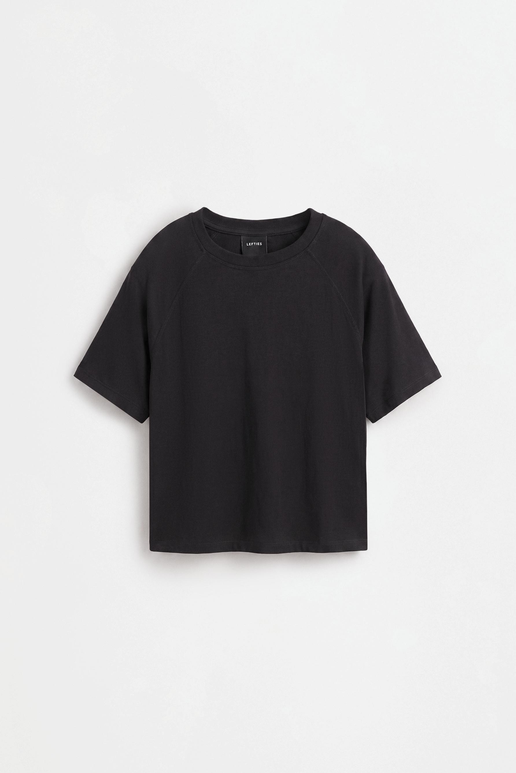 Cropped flowing T-shirt — BLACK